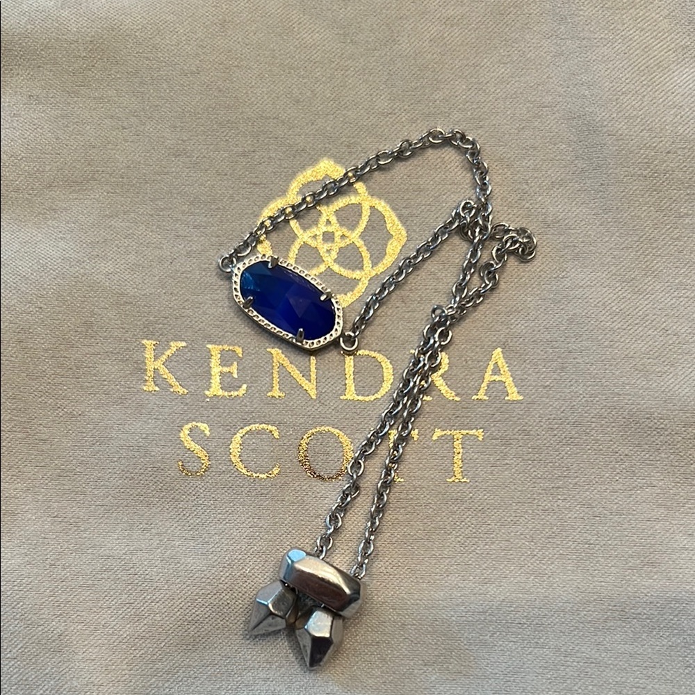 Kendra Scott Elaina Silver Adjustable Chain Cobalt Blue Illusion